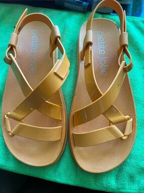 #11 petite jolie Glossy orange Strappy Sling Sandals